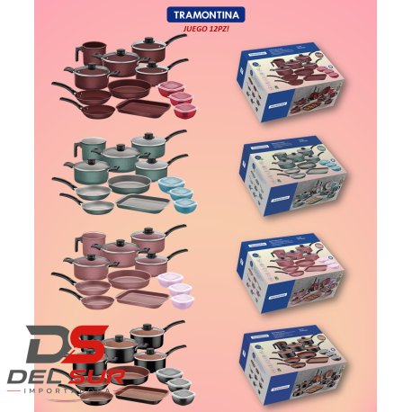 JUEGO DE OLLAS TRAMONTINA TURIM 12 PIEZAS – ANTIADHERENTE STARFLON MAX