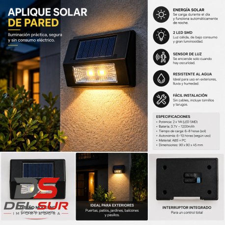 APLIQUE SOLAR DE PARED CON SENSOR