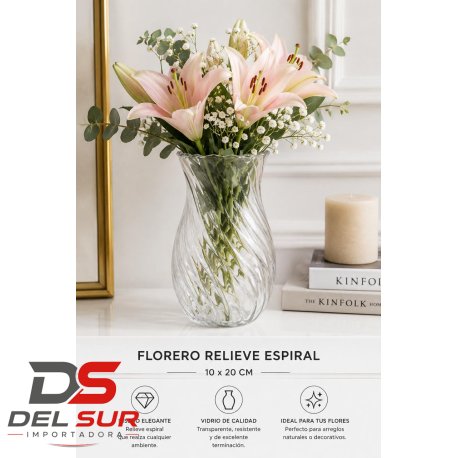 FLORERO CON RELIEVE ESPIRAL