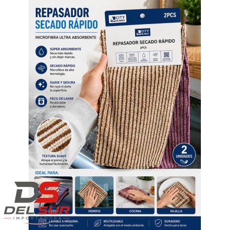 REPASADOR RAYADO SECADO RAPIDO x2