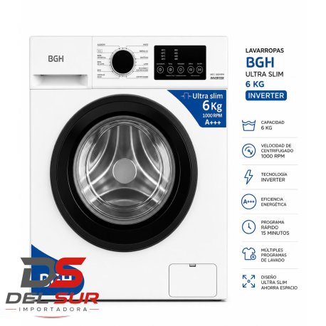 Lavarropas BGH Ultra Slim 6 Kg Inverter Blanco