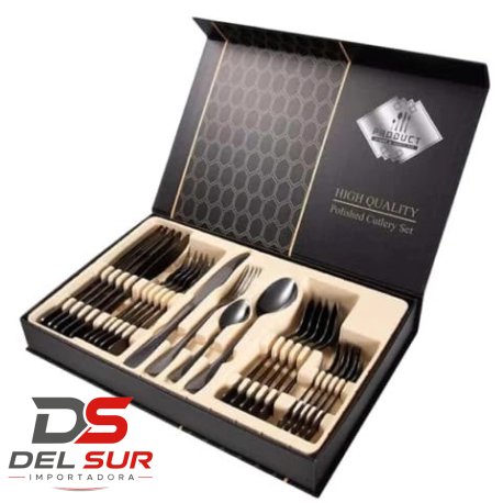 SET DE CUBIERTOS 24 PIEZAS NEGRO