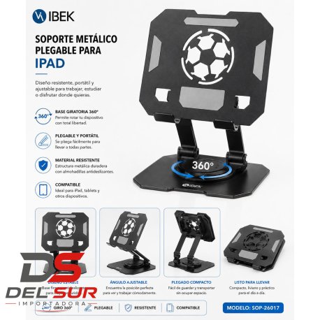 SOPORTE GIRATORIO DE MESA PARA TABLET