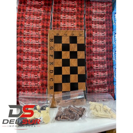 JUEGO 3 EN 1 AJEDREZ
